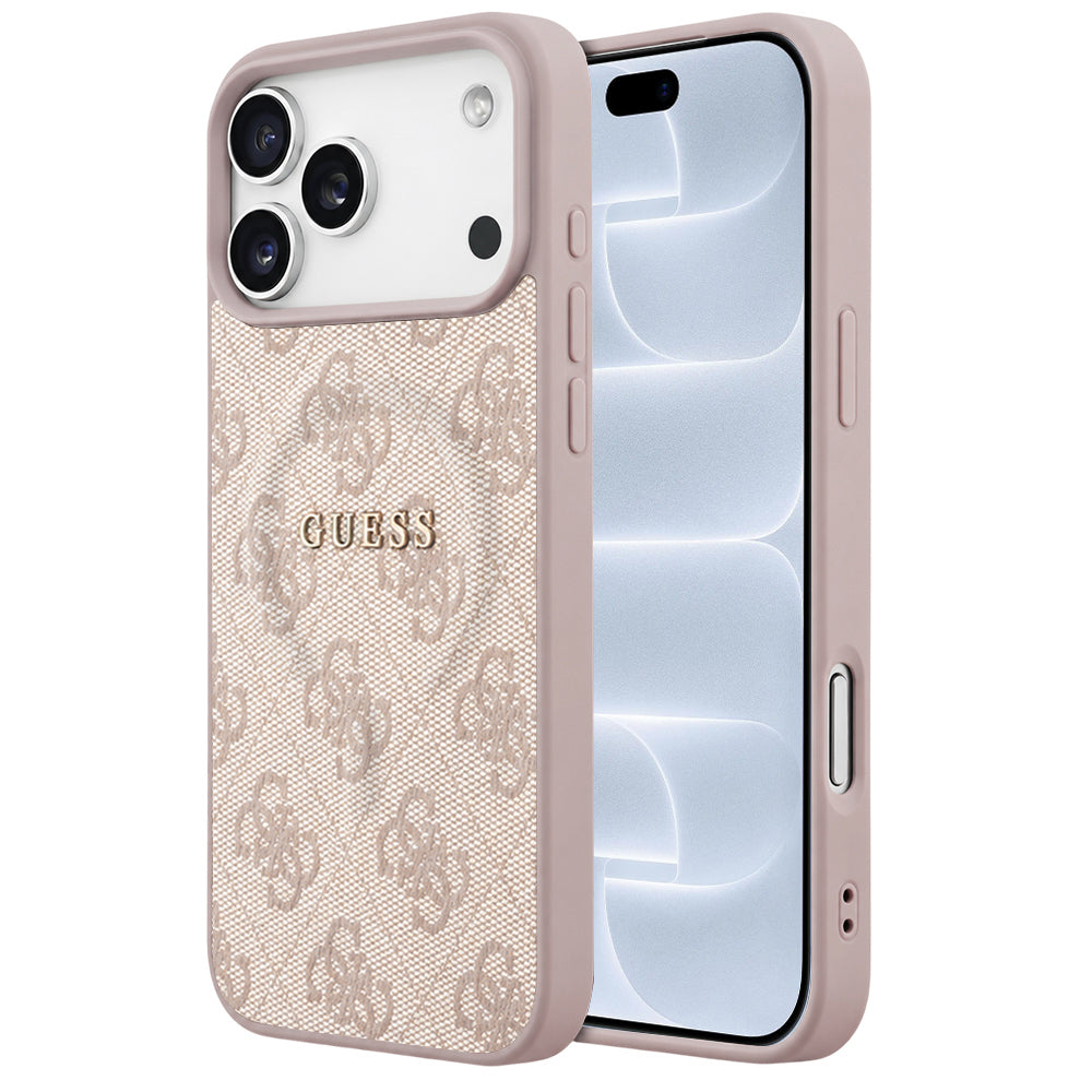MagSafe Case for Apple iPhone 18 Pro / 17 Pro, Guess, 4G Embossed Ring Classic Logo, Pink