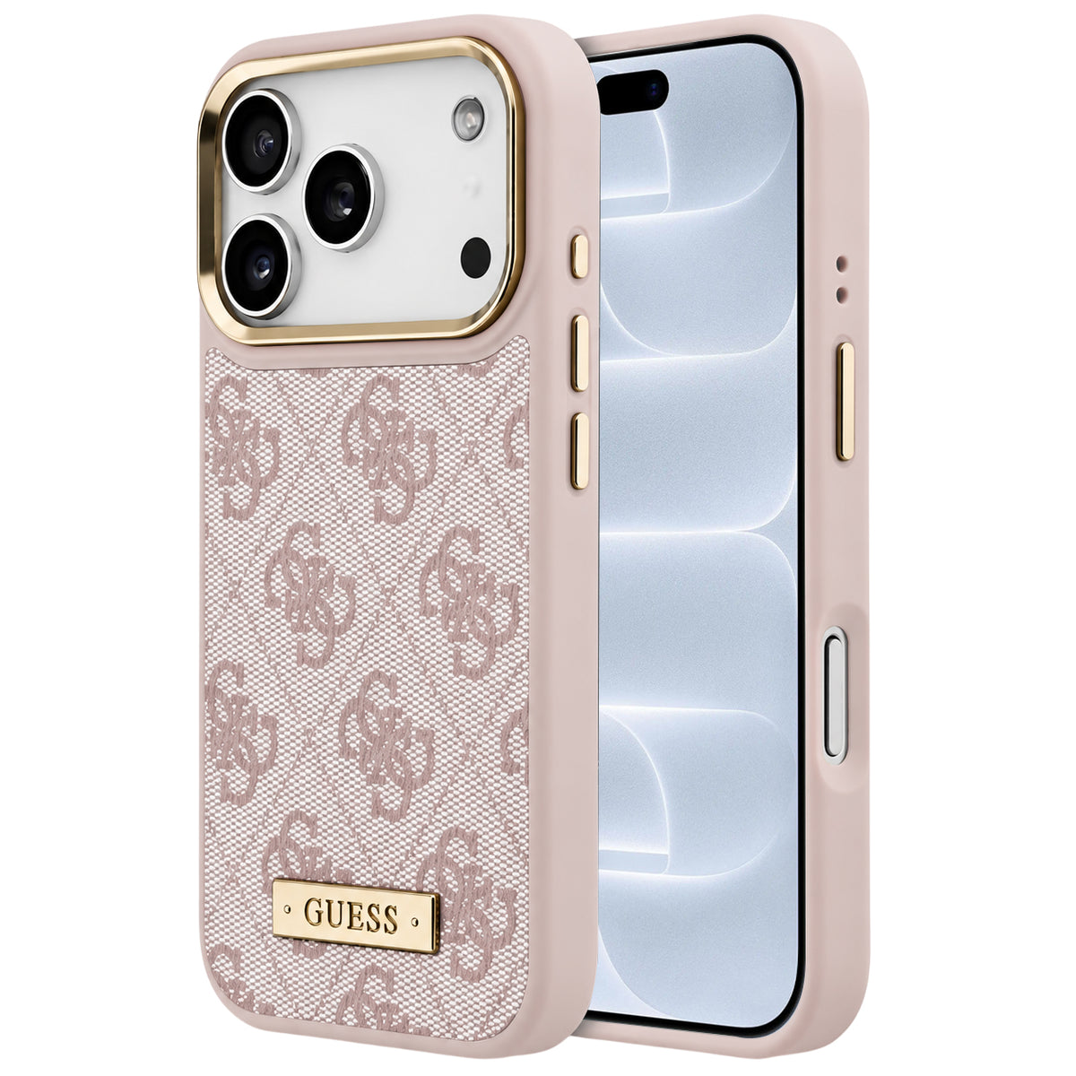 MagSafe Case for Apple iPhone 18 Pro / 17 Pro, Guess, 4G Logo Plate, Pink