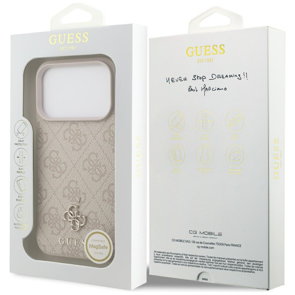 MagSafe-kuori Apple iPhone 18 Pro / 17 Pro, Guess, 4G Small and Classic, Vaaleanpunainen