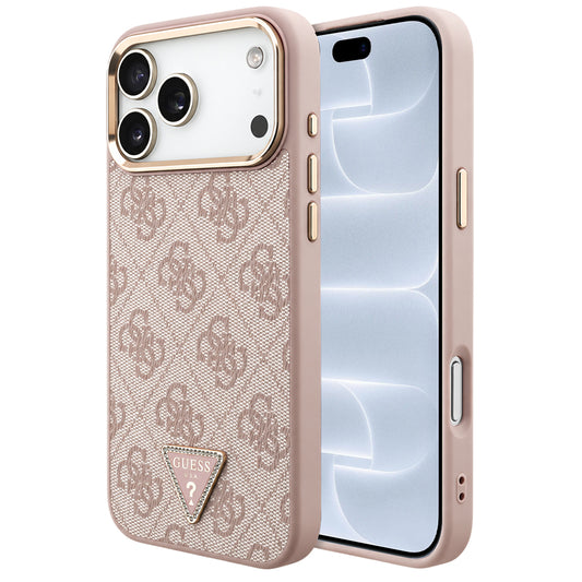 MagSafe-kuori Apple iPhone 18 Pro / 17 Pro:lle, Guess, 4G Triangle Logo, Vaaleanpunainen Kulta