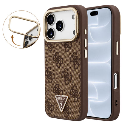 MagSafe-kuori Apple iPhone 18 Pro / 17 Pro -puhelimelle, Guess, 4G Triangle Logo & Stand Camera, ruskea