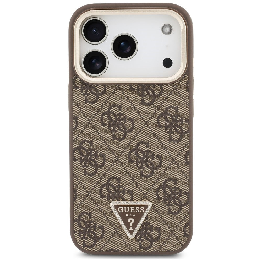 MagSafe-kuori Apple iPhone 18 Pro / 17 Pro -puhelimelle, Guess, 4G Triangle Logo & Stand Camera, ruskea