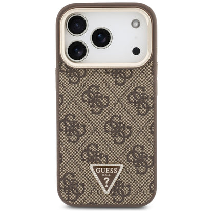 MagSafe-kuori Apple iPhone 18 Pro / 17 Pro -puhelimelle, Guess, 4G Triangle Logo & Stand Camera, ruskea