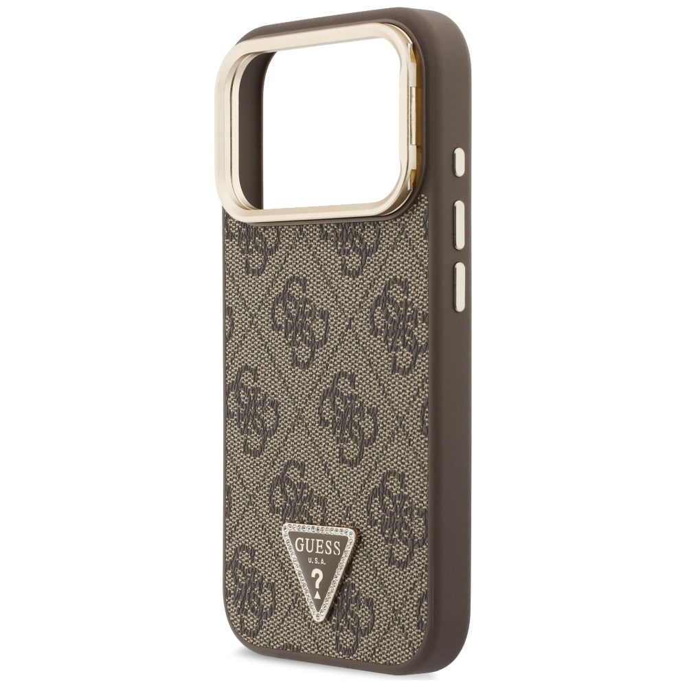 MagSafe-kuori Apple iPhone 18 Pro / 17 Pro -puhelimelle, Guess, 4G Triangle Logo & Stand Camera, ruskea