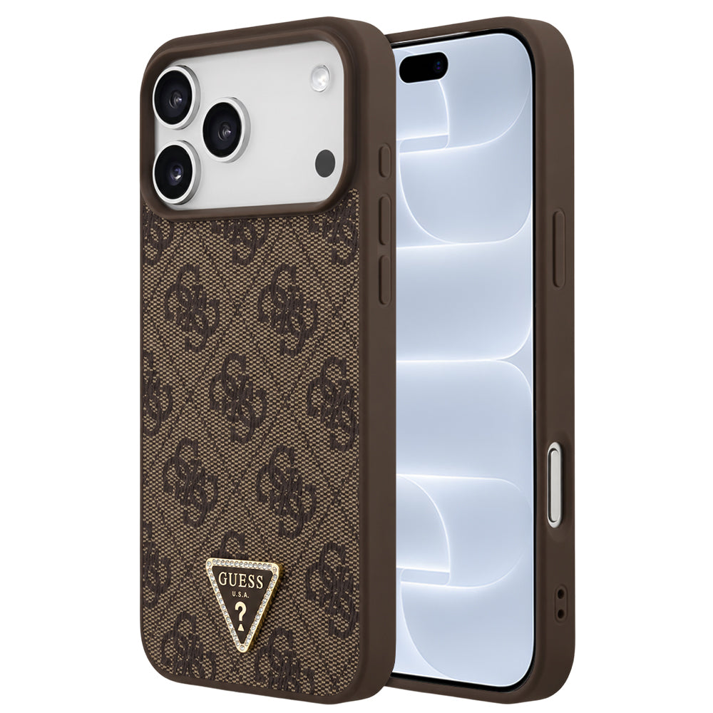 MagSafe-kuori Apple iPhone 18 Pro / 17 Pro:lle, Guess, 4G Triangle Strass, Ruskea