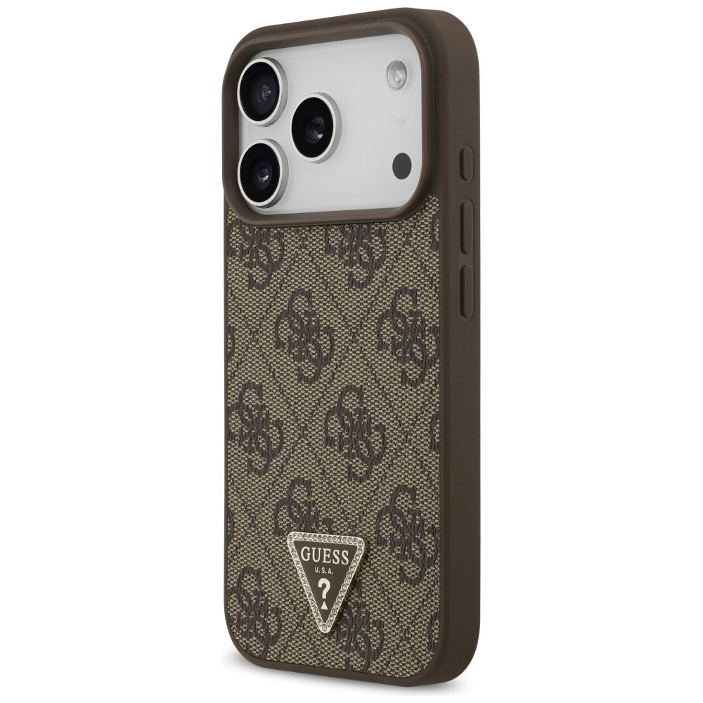 MagSafe-kuori Apple iPhone 18 Pro / 17 Pro:lle, Guess, 4G Triangle Strass, Ruskea