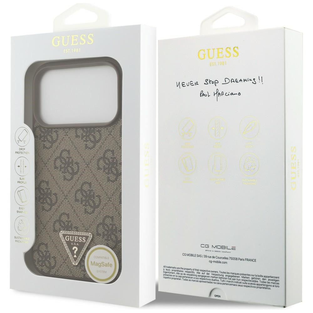 MagSafe-kuori Apple iPhone 18 Pro / 17 Pro:lle, Guess, 4G Triangle Strass, Ruskea