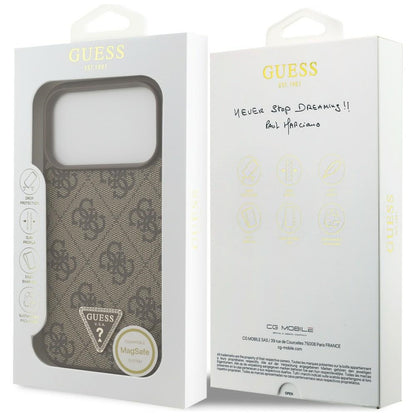 MagSafe-kuori Apple iPhone 18 Pro / 17 Pro:lle, Guess, 4G Triangle Strass, Ruskea