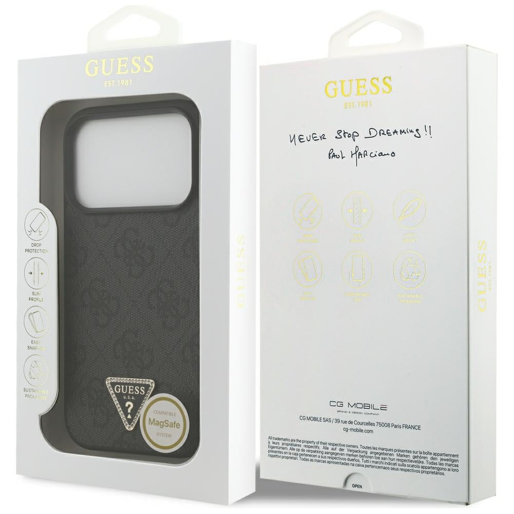 MagSafe-kuori Apple iPhone 18 Pro / 17 Pro:lle, Guess, 4G Triangle Strass, Musta