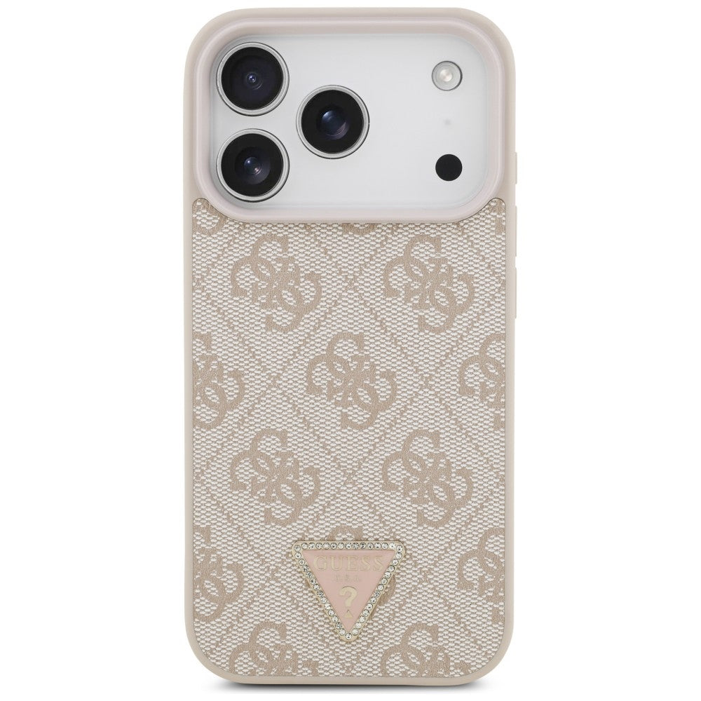 MagSafe-kuori Apple iPhone 18 Pro / 17 Pro:lle, Guess, 4G Triangle Strass, Vaaleanpunainen