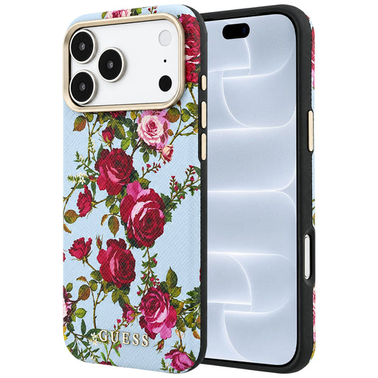 MagSafe-kuori Apple iPhone 18 Pro / 17 Pro -puhelimelle, Guess, Blossom Roses Print, sininen