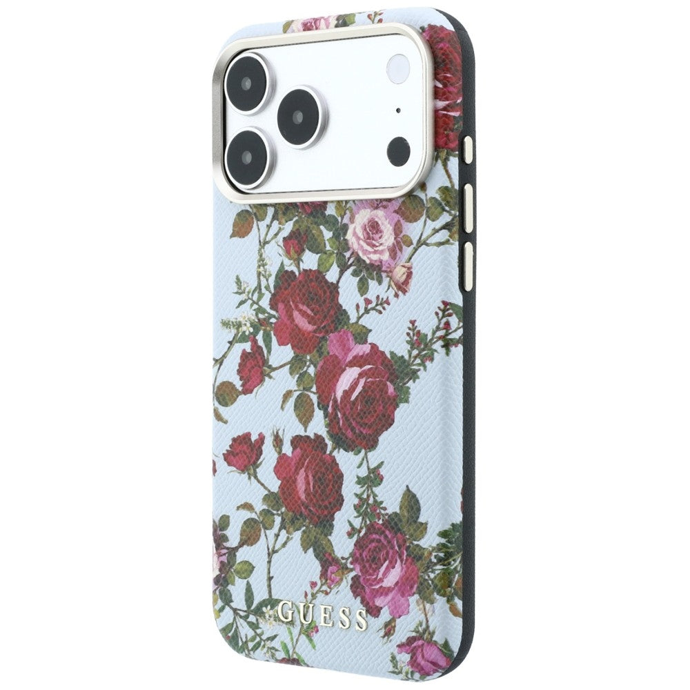 MagSafe-kuori Apple iPhone 18 Pro / 17 Pro -puhelimelle, Guess, Blossom Roses Print, sininen