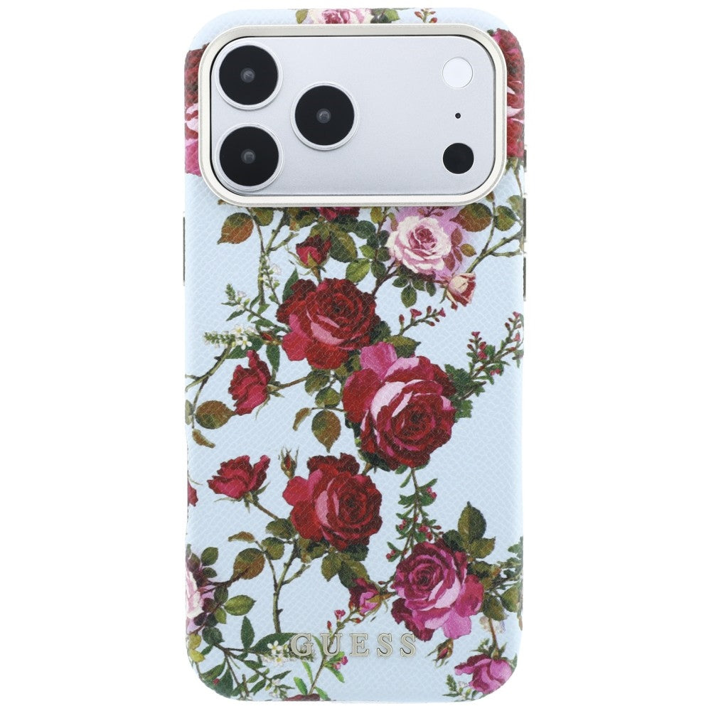 MagSafe-kuori Apple iPhone 18 Pro / 17 Pro -puhelimelle, Guess, Blossom Roses Print, sininen