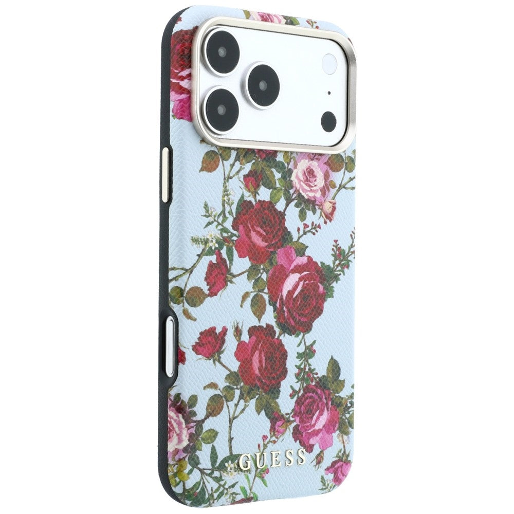 MagSafe-kuori Apple iPhone 18 Pro / 17 Pro -puhelimelle, Guess, Blossom Roses Print, sininen