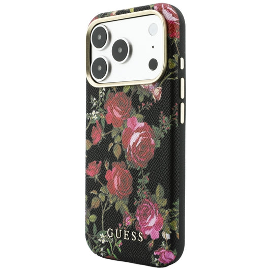 MagSafe-kuori Apple iPhone 18 Pro / 17 Pro -puhelimelle, Guess, Blossom Roses Print, musta