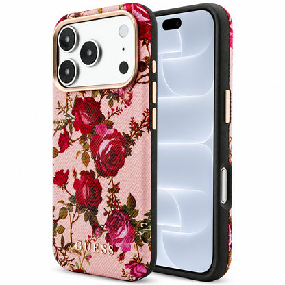 MagSafe-kuori Apple iPhone 18 Pro / 17 Pro -puhelimelle, Guess, Blossom Roses Print, vaaleanpunainen