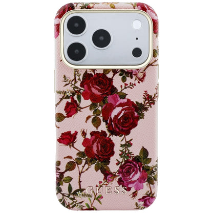 MagSafe-kuori Apple iPhone 18 Pro / 17 Pro -puhelimelle, Guess, Blossom Roses Print, vaaleanpunainen