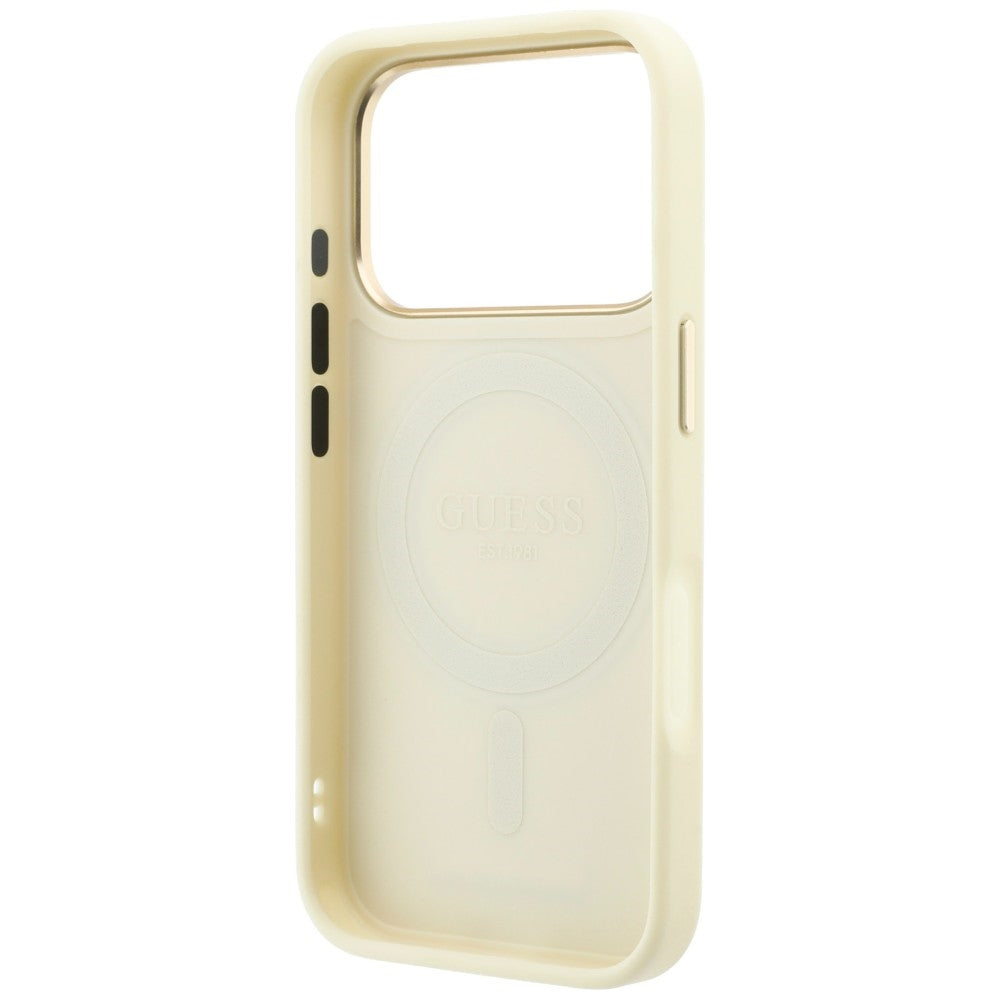 MagSafe-kuori Apple iPhone 18 Pro / 17 Pro -puhelimelle, Guess Grained Ring Stand 360 Classic, beige