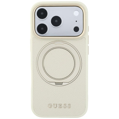 MagSafe-kuori Apple iPhone 18 Pro / 17 Pro -puhelimelle, Guess Grained Ring Stand 360 Classic, beige