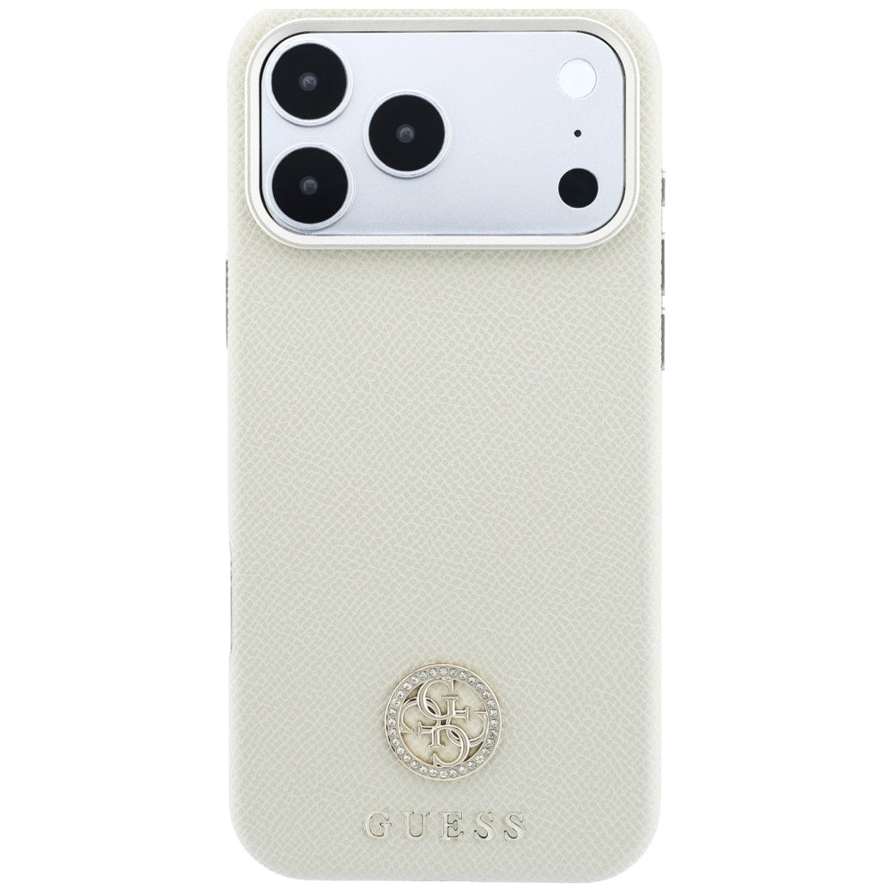 MagSafe Case for Apple iPhone 18 Pro / 17 Pro, Guess, Grained Round Strass Logo, Beige
