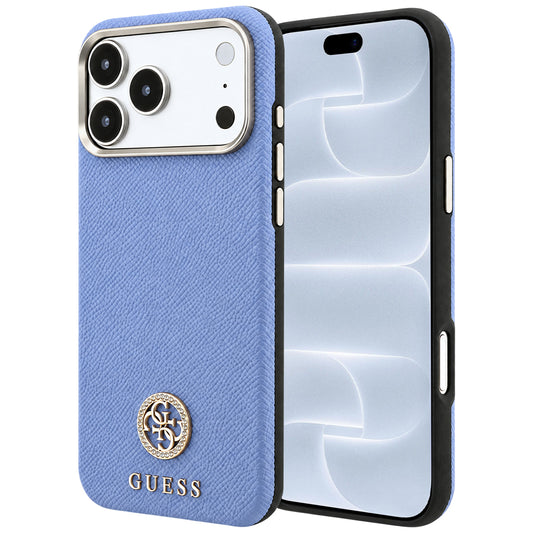 MagSafe-kuori Apple iPhone 18 Pro / 17 Pro:lle, Guess, rakeistulla pyöreällä strassilogolla, sininen