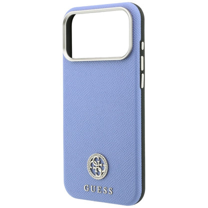 MagSafe Case for Apple iPhone 18 Pro / 17 Pro, Guess, Grained Round Strass Logo, Blue