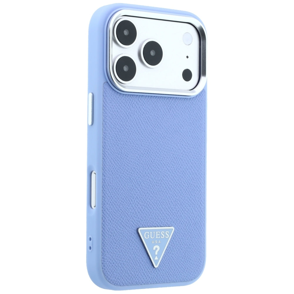 MagSafe Case for Apple iPhone 18 Pro / 17 Pro, Guess, Grained Triangle Logo, Blue