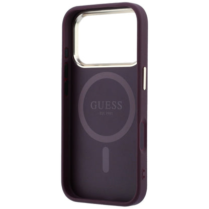 MagSafe Case for Apple iPhone 18 Pro / 17 Pro, Guess, Grained Triangle Logo, Burgundy