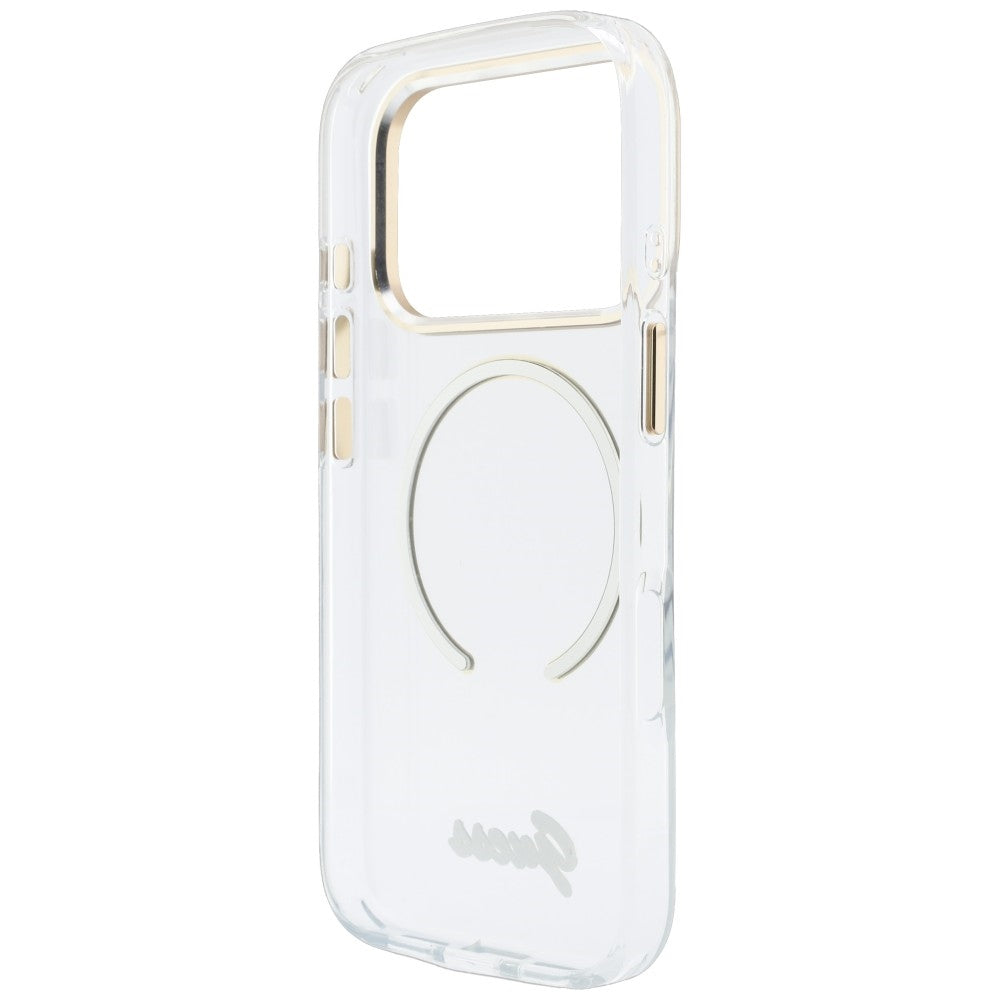 MagSafe-kuori Apple iPhone 18 Pro / 17 Pro -puhelimelle, Guess, IML Script Metal, läpinäkyvä