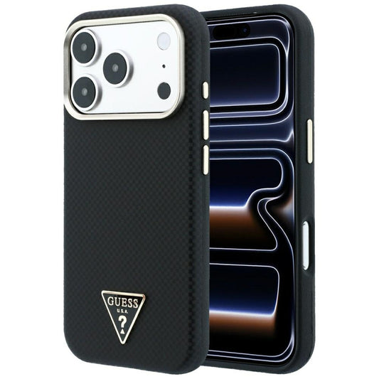 MagSafe-kuori Apple iPhone 18 Pro / 17 Pro:lle, Guess, Kevlar Triangle Logo, Musta