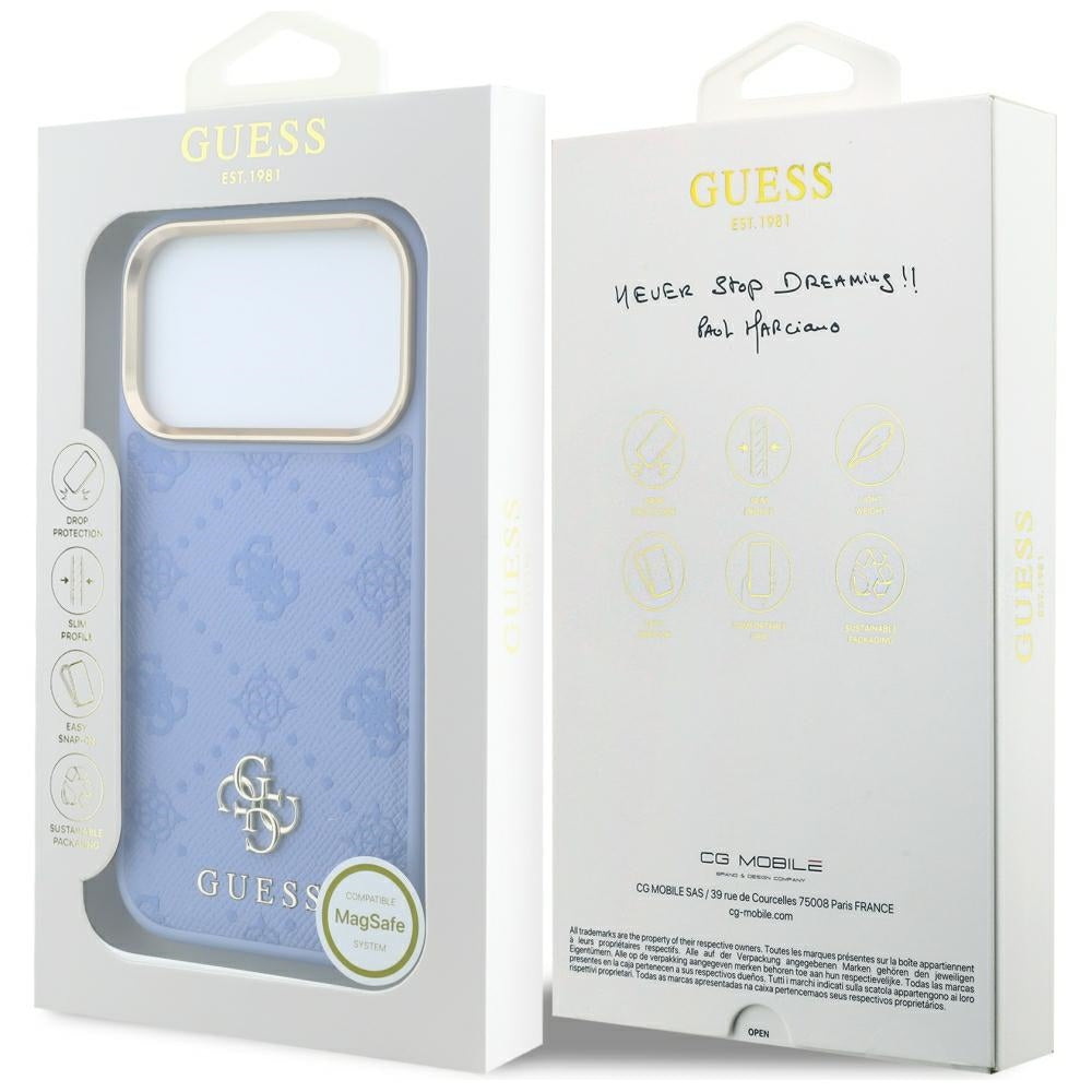 MagSafe Case for Apple iPhone 18 Pro / 17 Pro, Guess, Peony 4G Small Logo, Blue