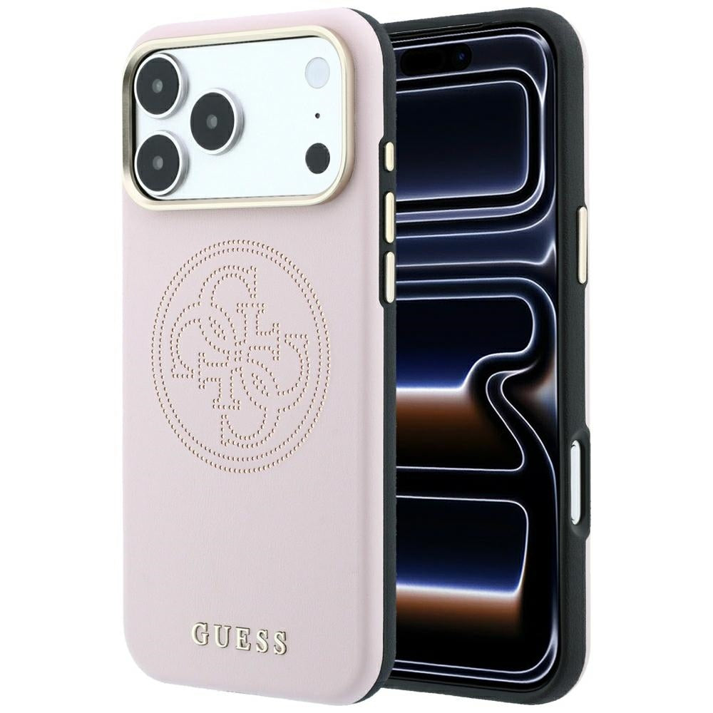 MagSafe-kuori Apple iPhone 18 Pro / 17 Pro:lle, Guess, Perforated 4G, Vaaleanpunainen