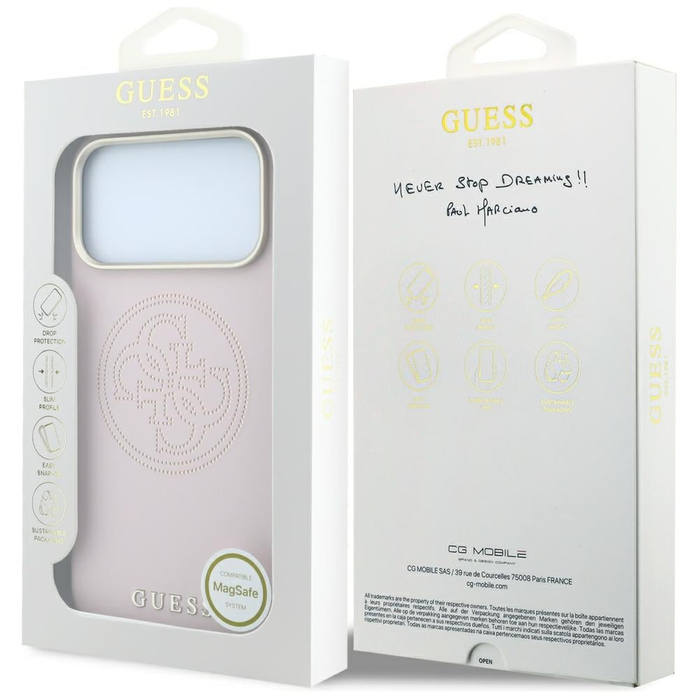 MagSafe-kuori Apple iPhone 18 Pro / 17 Pro:lle, Guess, Perforated 4G, Vaaleanpunainen