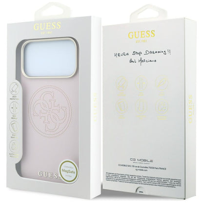 MagSafe-kuori Apple iPhone 18 Pro / 17 Pro:lle, Guess, Perforated 4G, Vaaleanpunainen