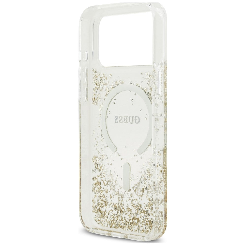 MagSafe-kuori Apple iPhone 18 Pro / 17 Pro:lle, Guess, hartsipohjainen kimallus, kultainen