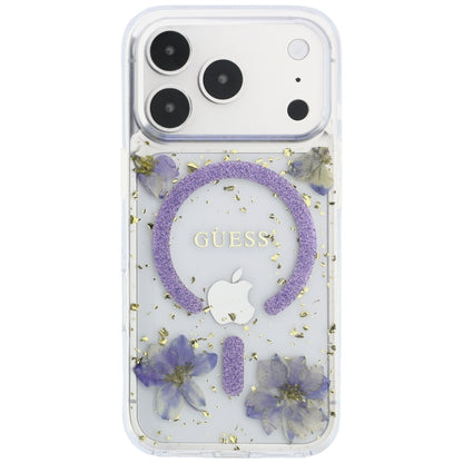 MagSafe-kuori Apple iPhone 18 Pro / 17 Pro:lle, Guess, hartsikukat ja kimallus, violetti