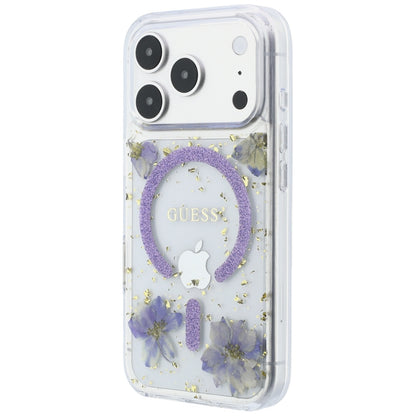 MagSafe-kuori Apple iPhone 18 Pro / 17 Pro:lle, Guess, hartsikukat ja kimallus, violetti