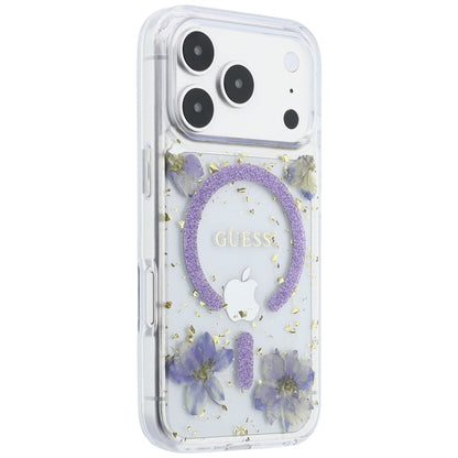 MagSafe-kuori Apple iPhone 18 Pro / 17 Pro:lle, Guess, hartsikukat ja kimallus, violetti