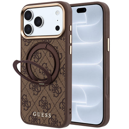 MagSafe-kuori Apple iPhone 18 Pro / 17 Pro:lle, Guess, Ring Stand 360 4G Classic Logo, Ruskea