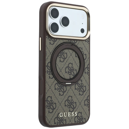 MagSafe-kuori Apple iPhone 18 Pro / 17 Pro:lle, Guess, Ring Stand 360 4G Classic Logo, Ruskea