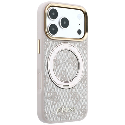 MagSafe-kuori Apple iPhone 18 Pro / 17 Pro:lle, Guess, Ring Stand 360 4G Classic Logo, Vaaleanpunainen