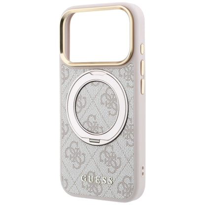 MagSafe-kuori Apple iPhone 18 Pro / 17 Pro:lle, Guess, Ring Stand 360 4G Classic Logo, Vaaleanpunainen