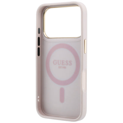 MagSafe-kuori Apple iPhone 18 Pro / 17 Pro:lle, Guess, Ring Stand 360 4G Classic Logo, Vaaleanpunainen