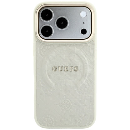 MagSafe Case for Apple iPhone 18 Pro / 17 Pro, Guess, Saffiano Peony Ring, Beige