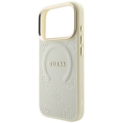 MagSafe Case for Apple iPhone 18 Pro / 17 Pro, Guess, Saffiano Peony Ring, Beige