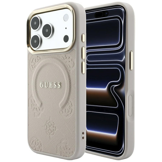 MagSafe-kuori Apple iPhone 18 Pro / 17 Pro:lle, Guess, Saffiano Peony Ring, Vaaleanpunainen