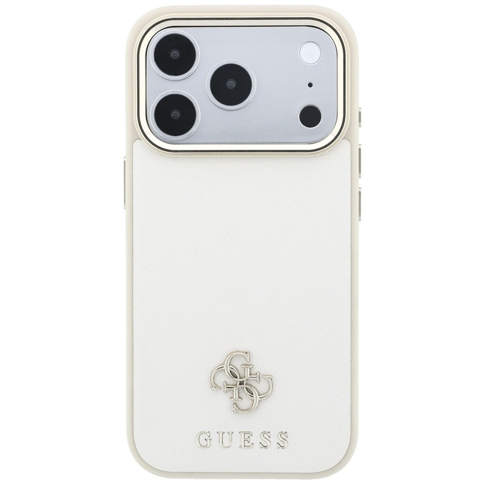 MagSafe-kuori Apple iPhone 18 Pro / 17 Pro:lle, Guess, Saffiano Small 4G Classic, Beige
