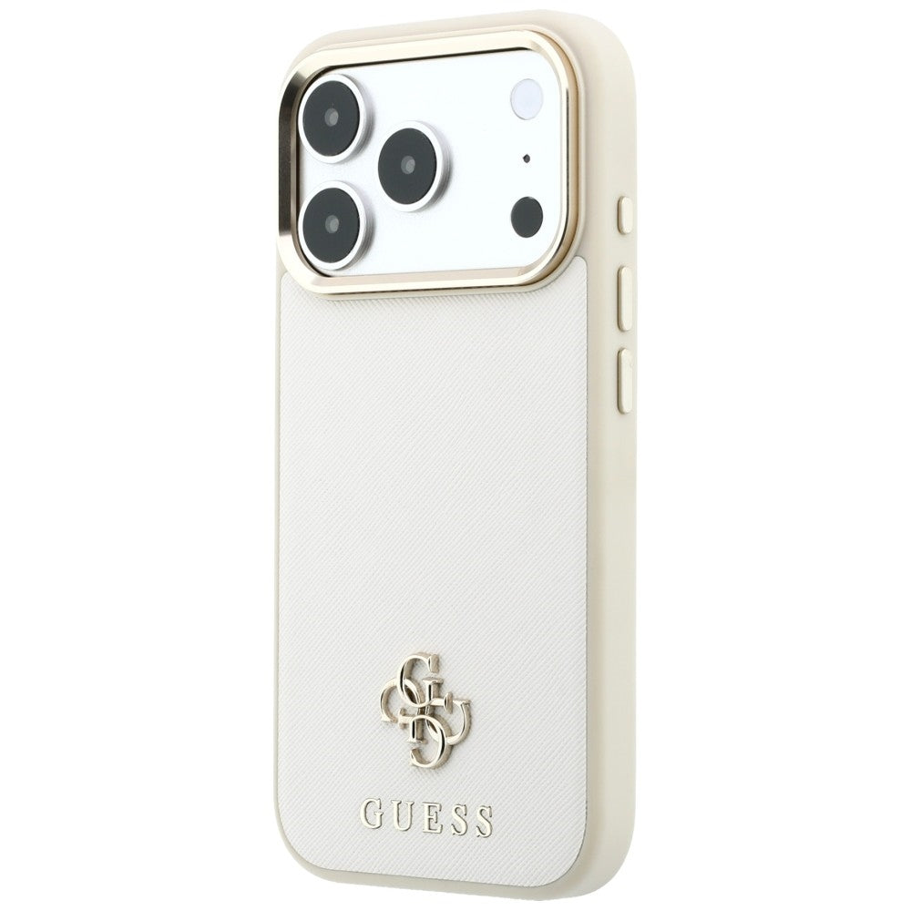MagSafe-kuori Apple iPhone 18 Pro / 17 Pro:lle, Guess, Saffiano Small 4G Classic, Beige