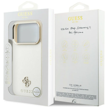 MagSafe-kuori Apple iPhone 18 Pro / 17 Pro:lle, Guess, Saffiano Small 4G Classic, Beige