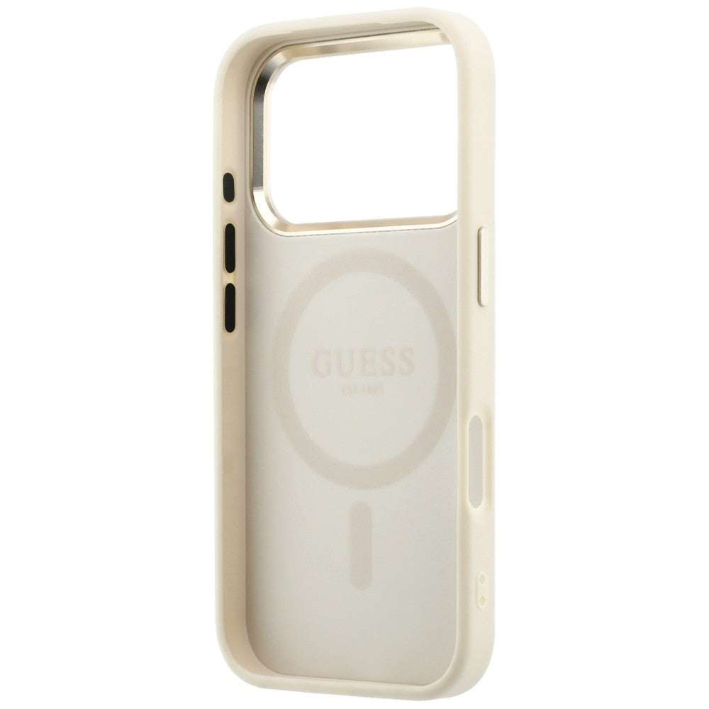 MagSafe-kuori Apple iPhone 18 Pro / 17 Pro:lle, Guess, Saffiano Small 4G Classic, Beige